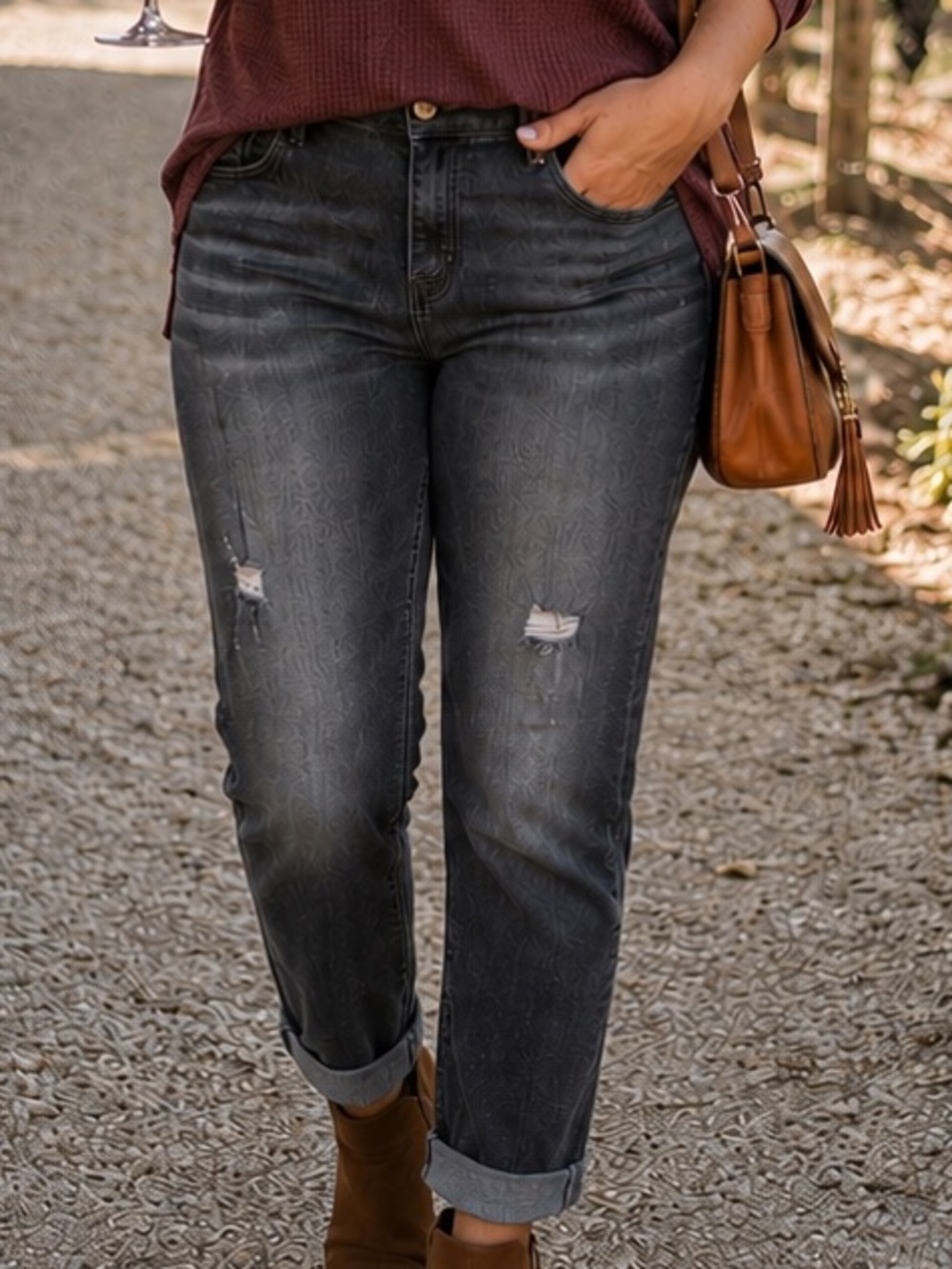 Coco + Carmen Black Pull On Skinny Jeans Distressed Stretch Denim M